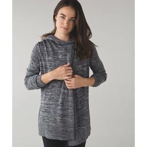 Lululemon Peace of Mind Wrap Hooded Wrap Cardi Heathered Dark Slate Silver Spoon